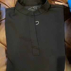 GUC Figs Scrub Top Women’s Black Slim Mandarin Collar XS